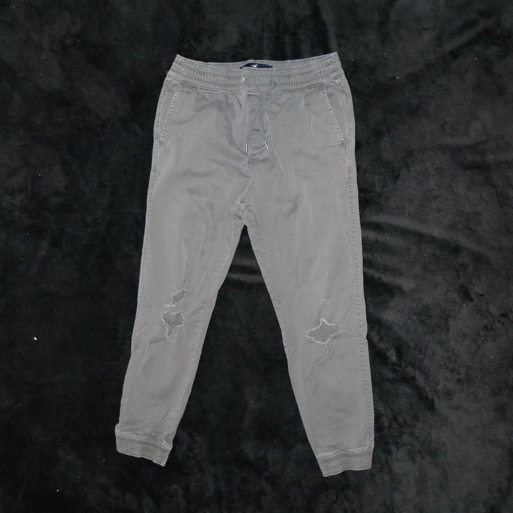 Men's distressed grey Hollister joggers